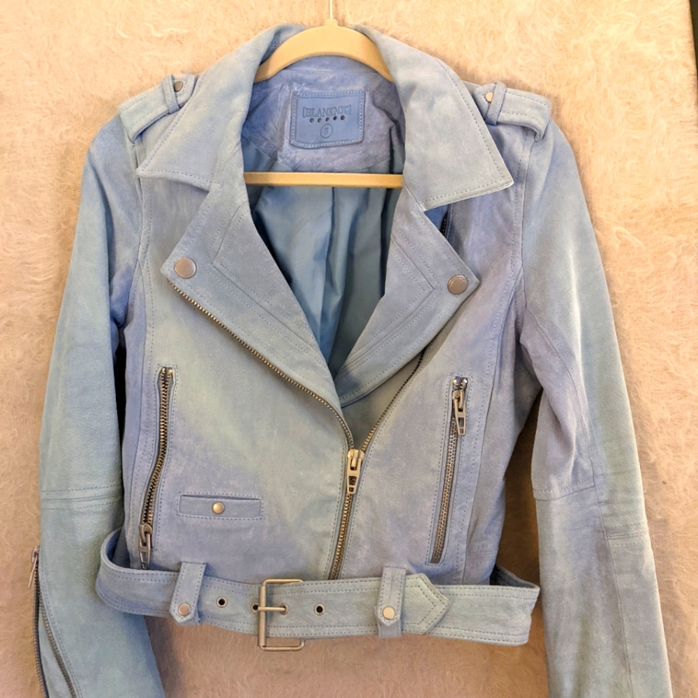 Pale Blue Leather Jacket
